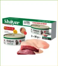 قیمت کنسرو غذای گربه با طعم مرغ و گوشت شایر بسته 3 عددی