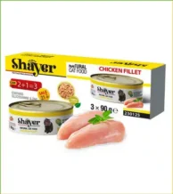 فروش آنلاین و حضوری پک ۳ عددی کنسرو نچرال گربه شایر با طعم فیله مرغ