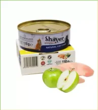 خرید کنسرو نچرال گربه 110 گرمی شایر با طعم مرغ و سیب در ژله 